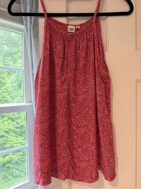 GAP Coral Paisley Smocked Neck Tank